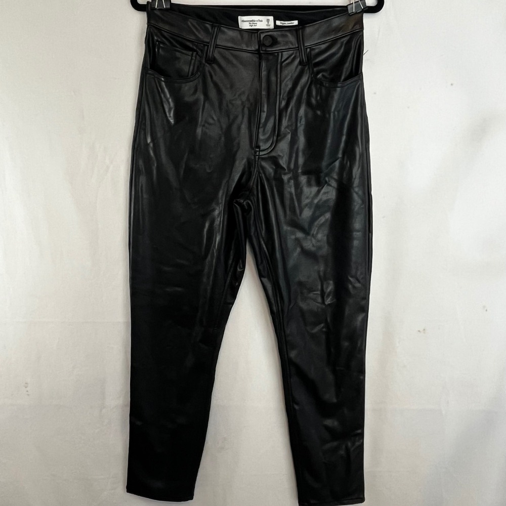 Abercrombie & Fitch Black Vegan Leather Skinny High Rise Pants Size 29 8
